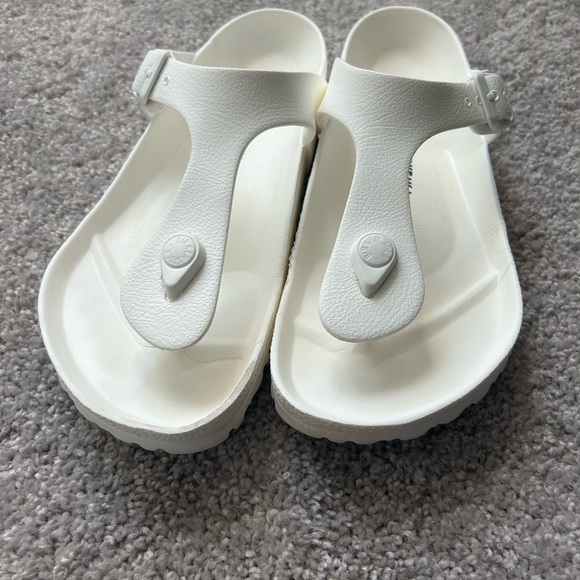 Birkenstock Shoes - Birkenstock White Sandals with Contoured Footbed